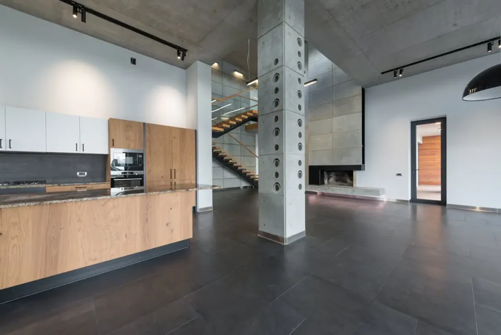 Commercial kitchen workspace organized for service