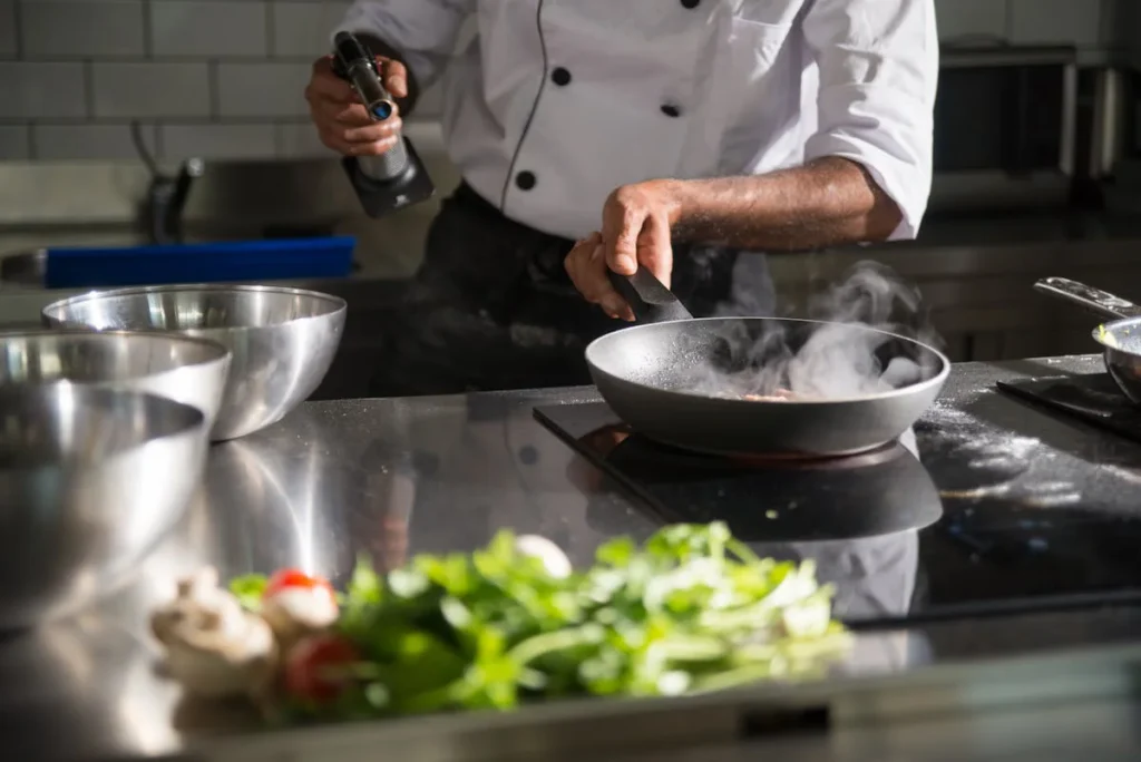 Kitchen counter set up for meal preparation