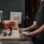 Restaurant kitchen workspace prepared for service