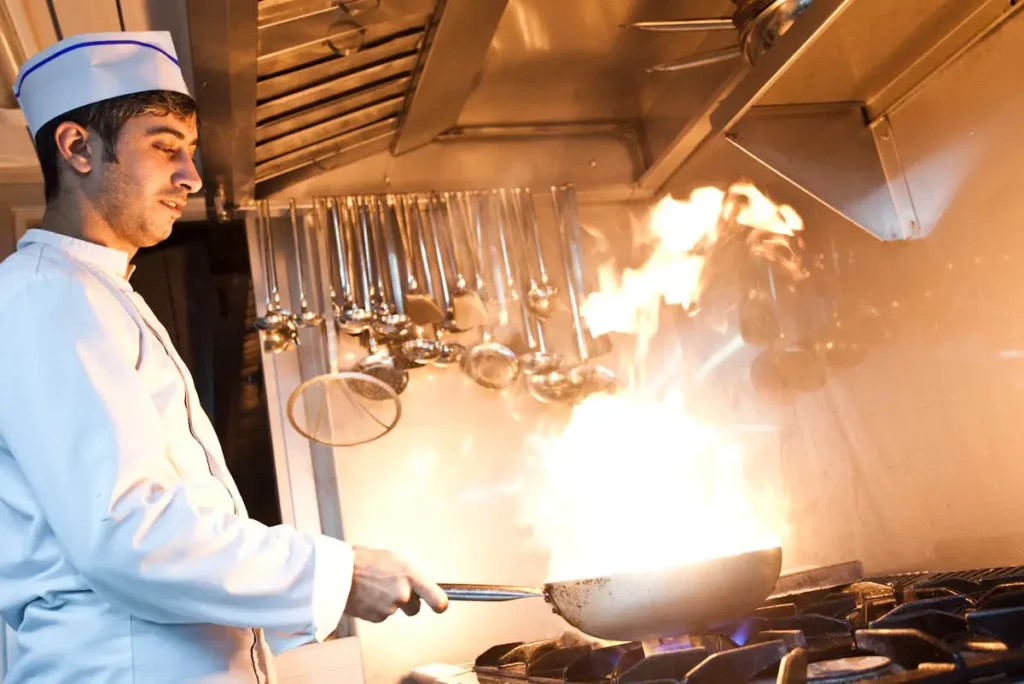 Professional cooking decisions shown during active stovetop cooking